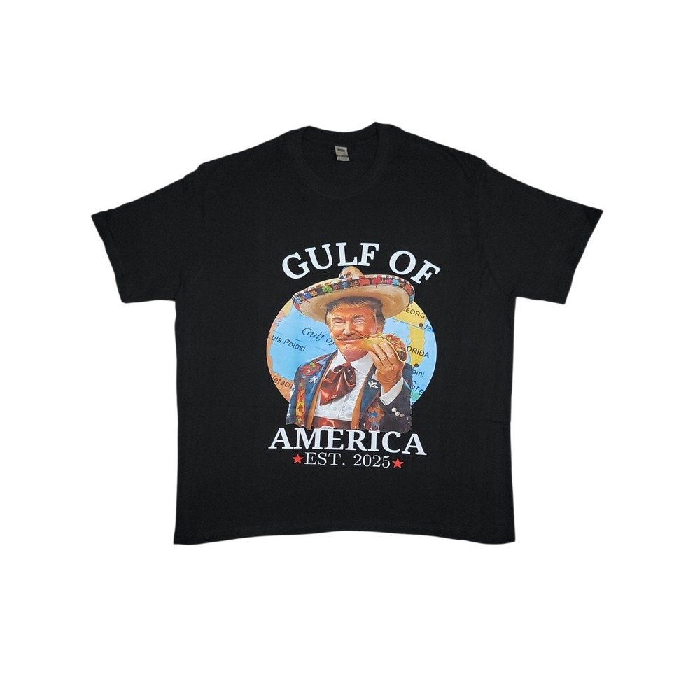 Gulf of America 2025 Donald Trump Novelty T Shirt 100% Cotton Size 3XL